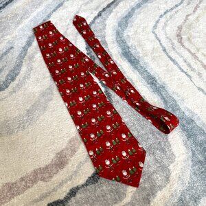Hallmark Holiday Traditions Golfing Santa Red Silk Tie Made in USA